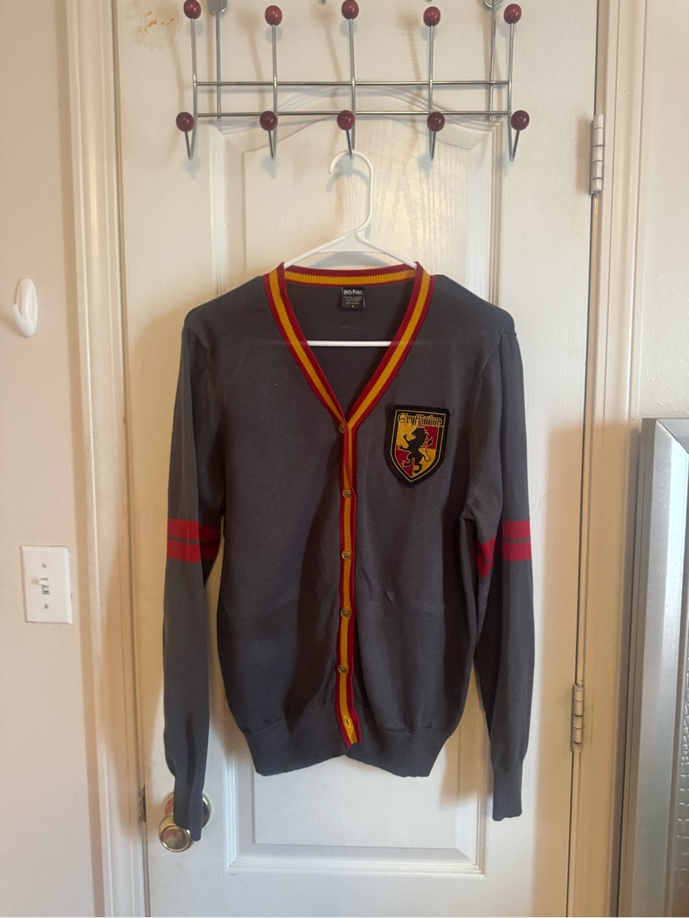Grey Gryffindor V-Neck Cardigan with Red & Gold Trim